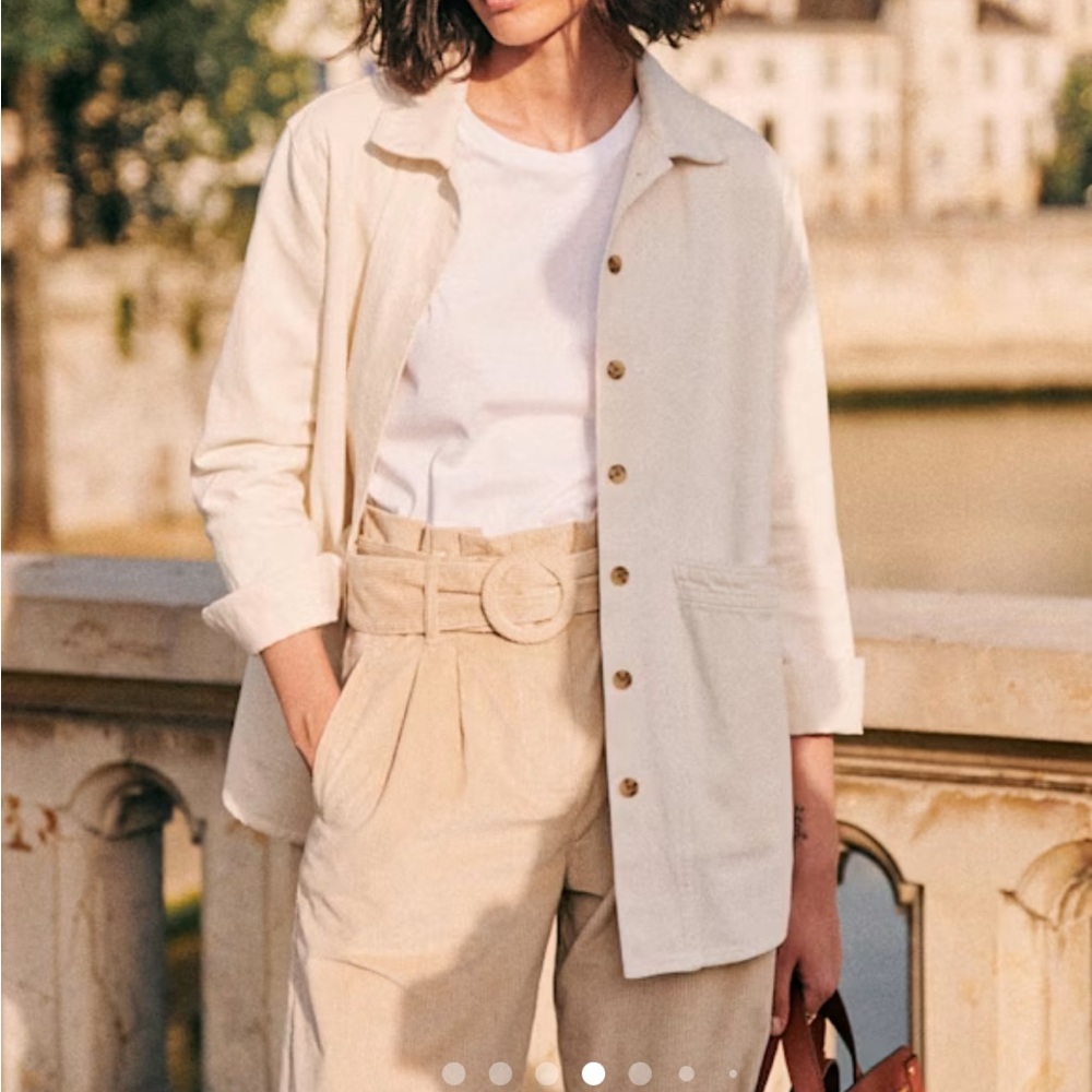 Sezane Will Jacket in Cream and Blue Denim - Picture 2 of 6